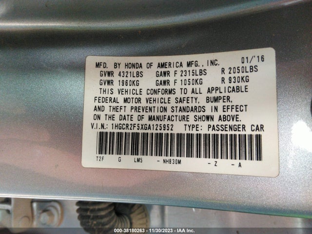 Honda Accord Sport 2016 1HGCR2F5XGA125952 Image 9