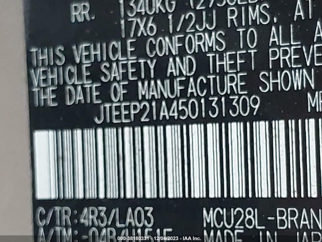 2005 TOYOTA HIGHLANDER LIMITED V6 VIN: JTEEP21A450131309