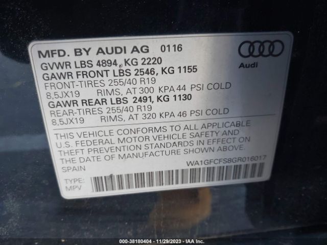 WA1GFCFS8GR016017 Audi Q3 2.0t Premium Plus