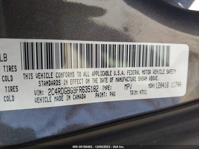 Dodge Grand Caravan Avp/se 2015 2C4RDGBG9FR635182 Image 9