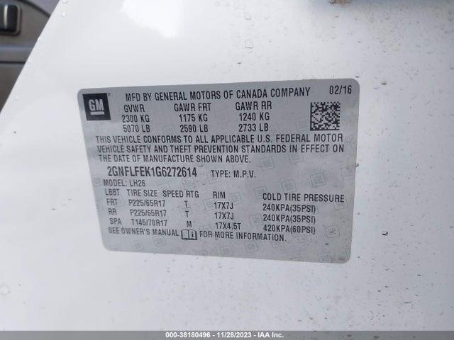 Chevrolet EQUINOX LT 2016 2GNFLFEK1G6272614 Image 9
