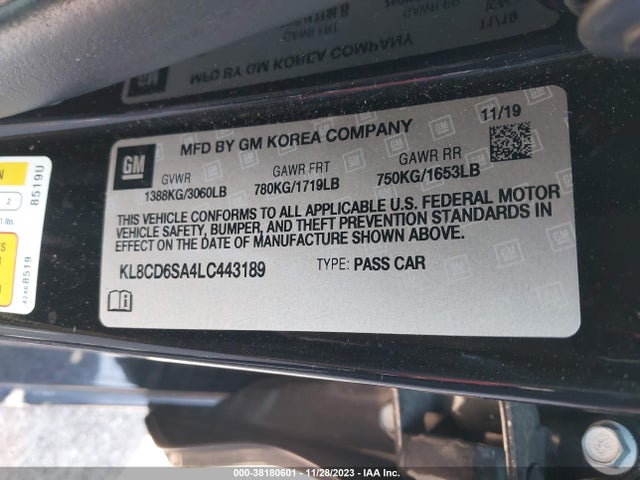 Chevrolet Spark Fwd 1lt Automatic 2020 KL8CD6SA4LC443189 Image 9