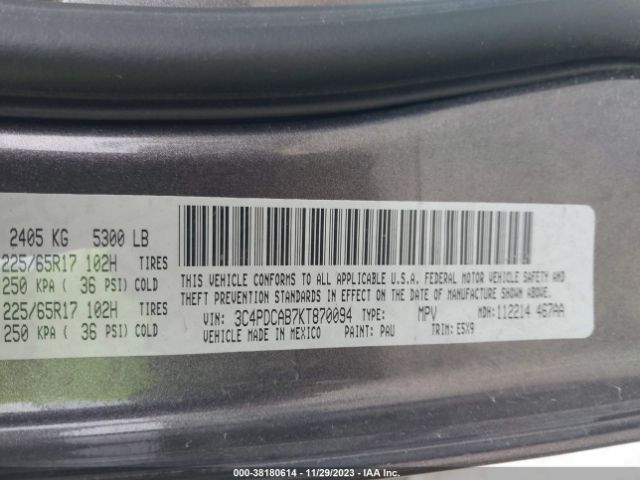 3C4PDCAB7KT870094 Dodge Journey Se Value Package