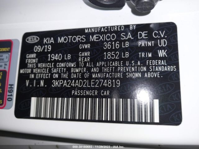 3KPA24AD2LE274819 KIA RIO S