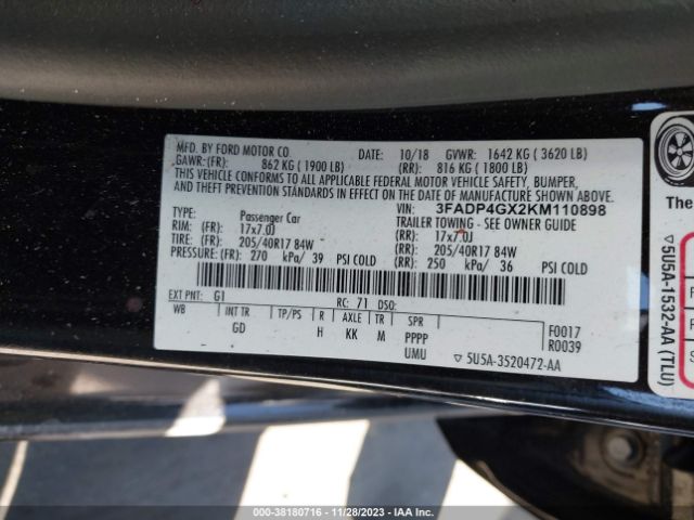 3FADP4GX2KM110898 Ford FIESTA ST