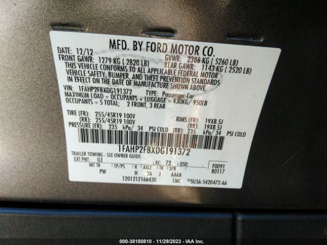 2013 FORD TAURUS 1FAHP2F8XDG191372 Photo 8