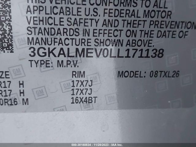 3GKALMEV0LL171138 GMC Terrain Fwd Sle