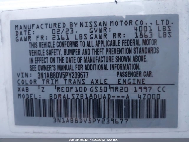 Nissan Sentra Sr Xtronic Cvt 2023 3N1AB8DV5PY239677 Image 9