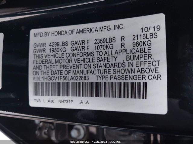 2020 HONDA ACCORD SEDAN 1HGCV1F56LA022883 Photo 8