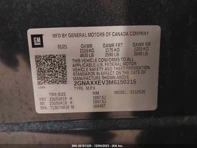 Chevrolet Equinox Awd Premier 2021 2GNAXXEV3M6150315 Image 9