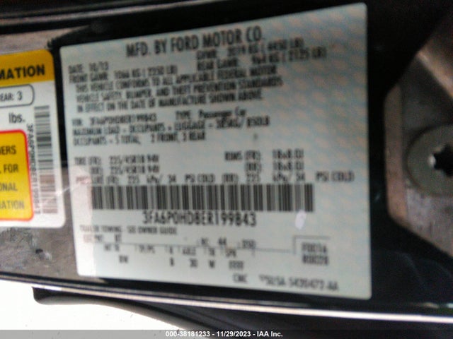 2014 FORD FUSION SE VIN: 3FA6P0HD8ER199843