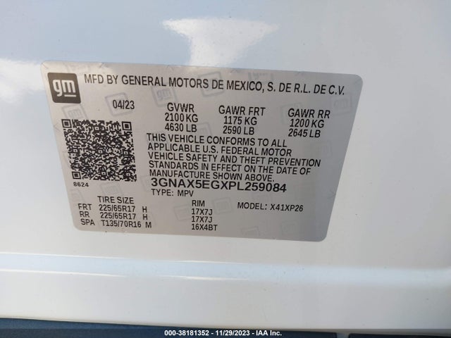 Chevrolet Equinox Awd 1fl 2023 3GNAX5EGXPL259084 Image 9