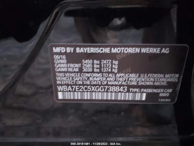 BMW 740I 2016 WBA7E2C5XGG738843 Image 9