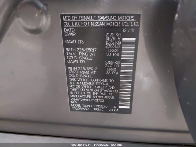 Nissan ROGUE S 2015 KNMAT2MV0FP521703 Image 9