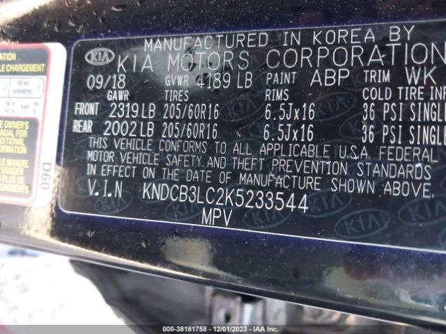 KNDCB3LC2K5233544 KIA NIRO LX
