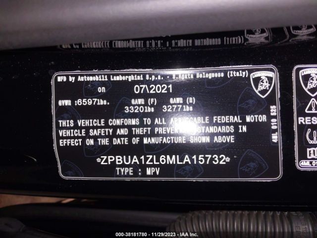 ZPBUA1ZL6MLA15732 Lamborghini Urus Pearl Capsule/graphite Capsule