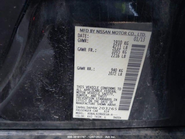 2013 NISSAN ALTIMA 2.5 S VIN: 1N4AL3AP4DC203265