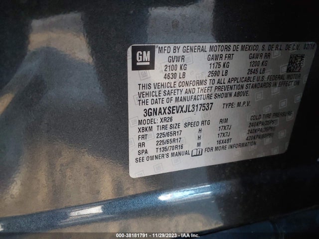 Chevrolet EQUINOX LT 2018 3GNAXSEVXJL317537 Image 9