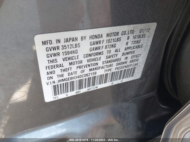 2013 HONDA FIT VIN: JHMGE8H34DC062159