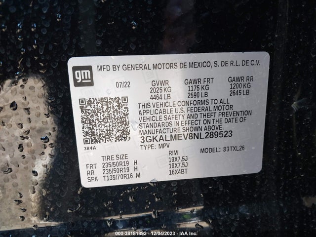 3GKALMEV8NL289523 GMC Terrain Fwd Sle