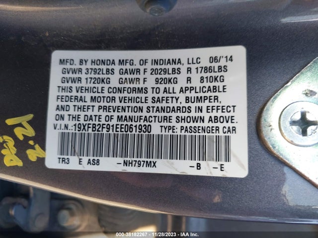 Honda Civic Ex-l 2014 19XFB2F91EE061930 Image 9