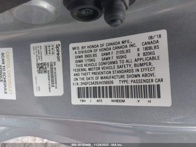 Honda Civic Ex-t 2018 2HGFC3A39JH356926 Image 9