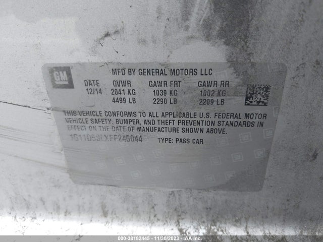 Chevrolet MALIBU 2LT 2015 1G11D5SLXFF245044 Image 9