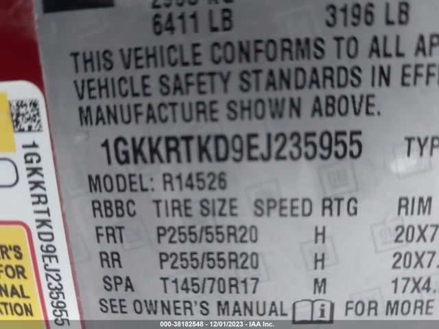 1GKKRTKD9EJ235955 GMC Acadia Denali