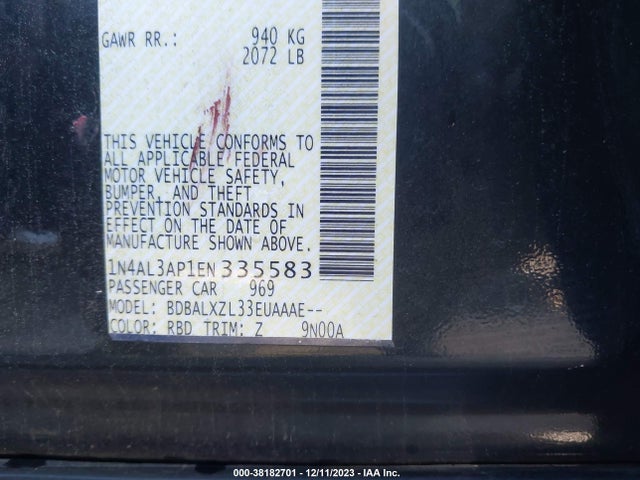 Nissan Altima 2.5 Sl 2014 1N4AL3AP1EN335583 Image 9