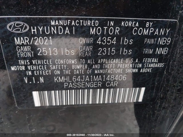 2021 HYUNDAI SONATA SEL VIN: KMHL64JA1MA148406