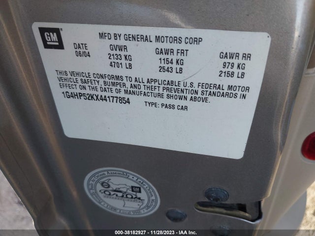 2004 BUICK LESABRE CUSTOM VIN: 1G4HP52KX44177854