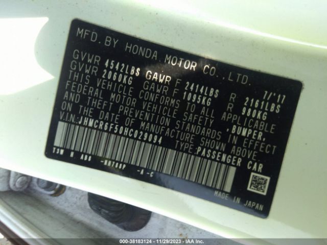 JHMCR6F50HC029094 Honda Accord Hybrid Ex-l