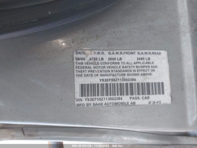 2001 SAAB 9-5 YS3EF58Z113002384 Photo 8