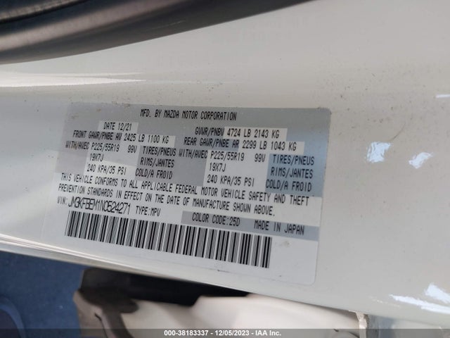 2022 MAZDA CX-5 2.5 S PREMIUM PLUS VIN: JM3KFBEM1N0524271