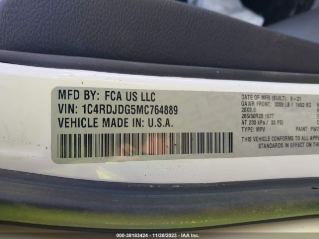 1C4RDJDG5MC764889 Dodge Durango Gt Plus Awd