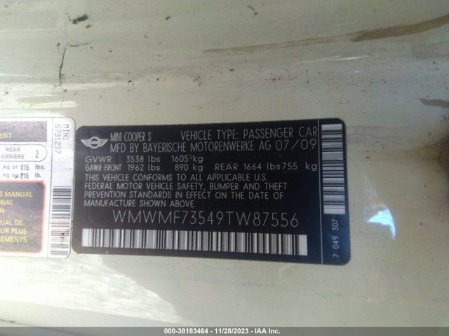 2009 MINI COOPER S WMWMF73549TW87556 Photo 8
