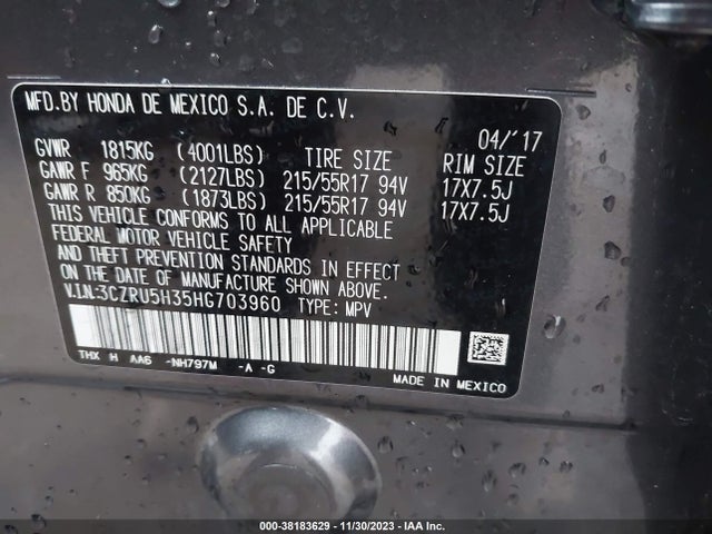 Honda HR-V LX 2017 3CZRU5H35HG703960 Image 9