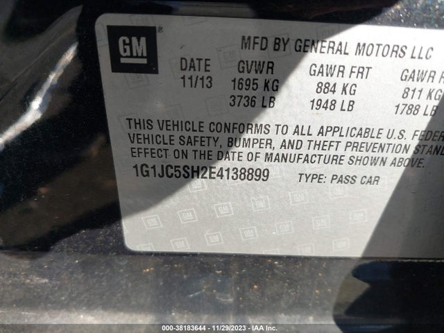 Chevrolet Sonic Lt Auto 2014 1G1JC5SH2E4138899 Image 9