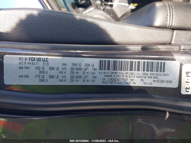 Dodge Durango Gt Plus Rwd 2019 1C4RDHDG3KC779347 Image 9