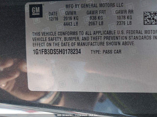 Chevrolet Camaro 1lt 2017 1G1FB3DS5H0178234 Image 9