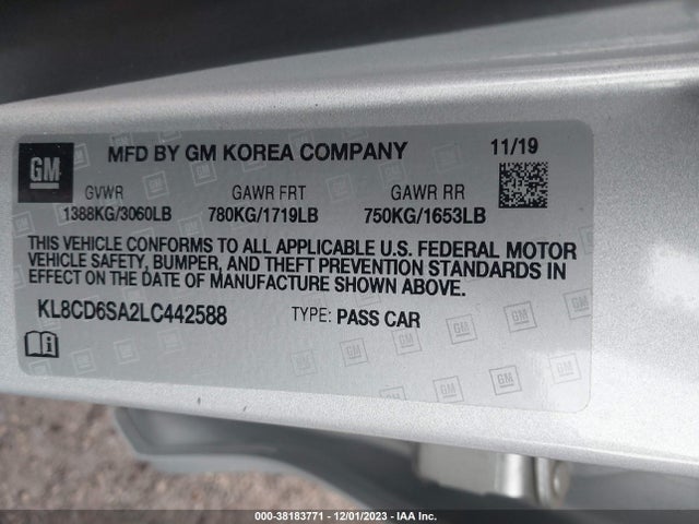 Chevrolet Spark Fwd 1lt Automatic 2020 KL8CD6SA2LC442588 Image 9