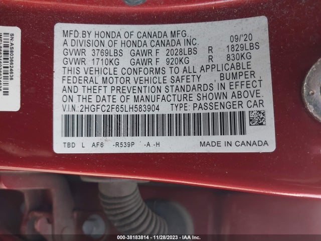 Honda k20c2 2020 2HGFC2F65LH583904 Image 25