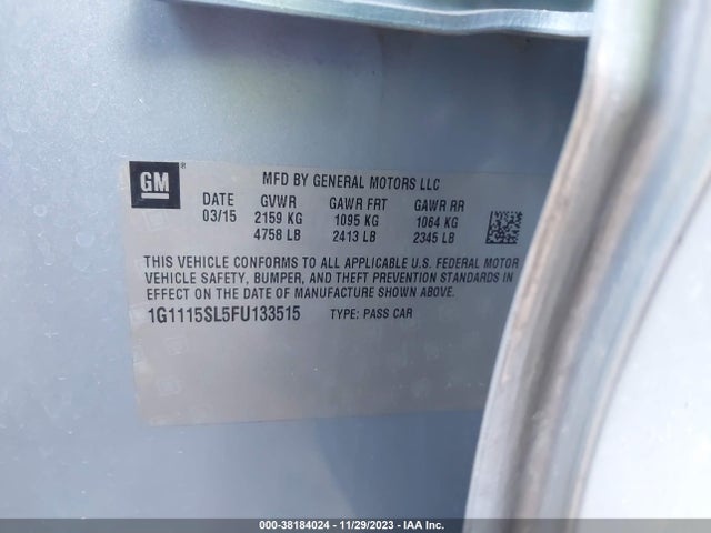 Chevrolet IMPALA 1LT 2015 1G1115SL5FU133515 Image 9