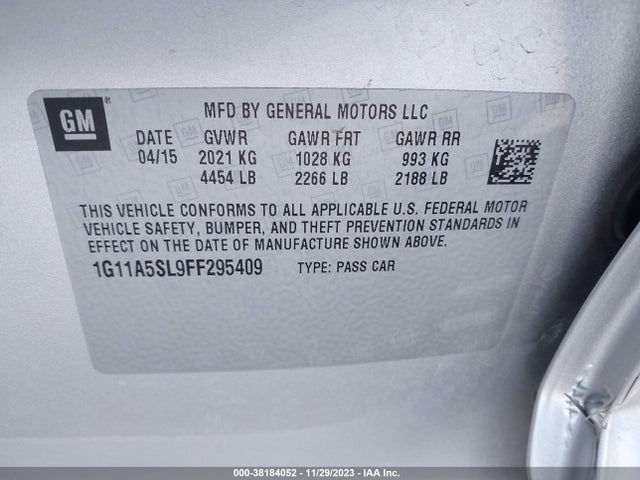 Chevrolet Malibu 1fl 2015 1G11A5SL9FF295409 Image 9