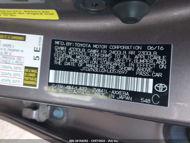 38184252 :رقم المزاد ، JTDZN3EU2HJ057697 vin ، 2017 Toyota Prius V Five مزاد بيع
