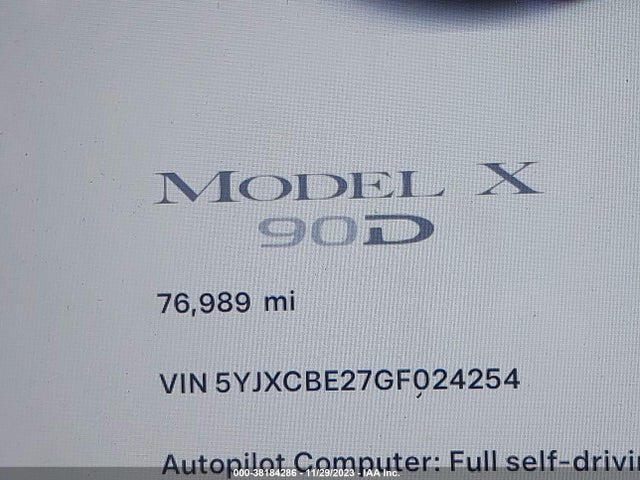 2016 TESLA MODEL X 60D/70D/75D/90D/P100D VIN: 5YJXCBE27GF024254
