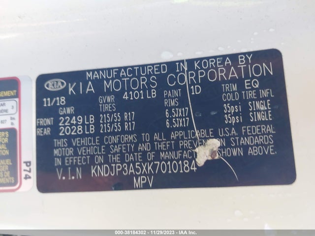 KIA SOUL + 2019 KNDJP3A5XK7010184 Image 9
