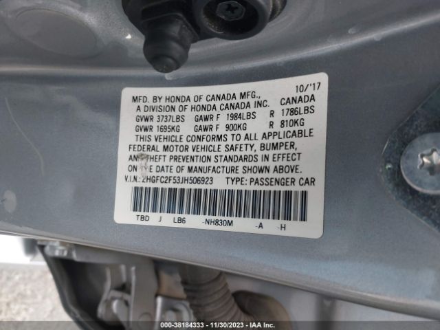 2HGFC2F53JH506923 Honda Civic Lx