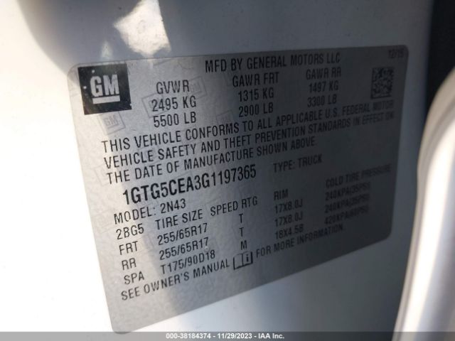 1GTG5CEA3G1197365 GMC CANYON SLE