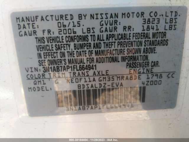 3N1AB7AP1FL664941 Nissan Sentra